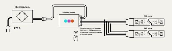 Схема подключения светодиодной ленты RGB