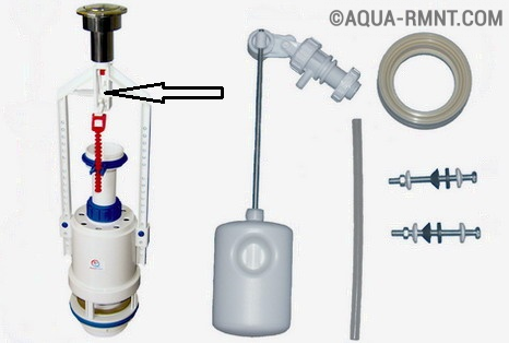 Схема типичного сливного бачка унитаза