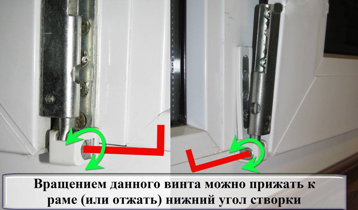 Прижимаем и отжимаем раму ПВХ окна