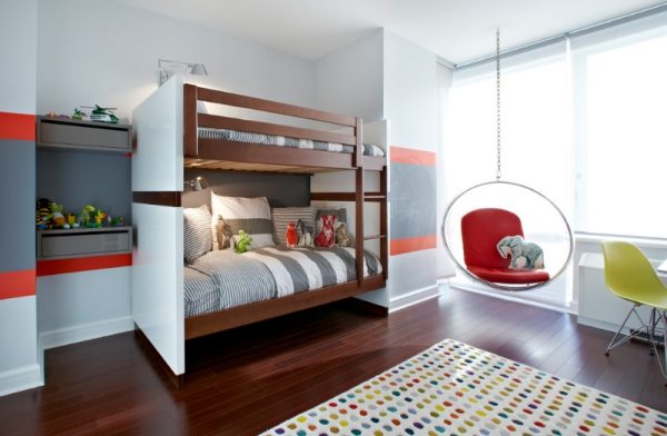 интерьер комнаты для двух девочек с двухъярусной кроватью