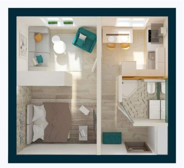 Дизайн проект однокомнатной квартиры квадратной планировки