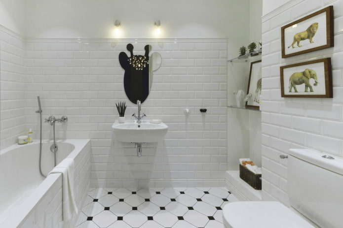 стены белого цвета в интерьере ванной