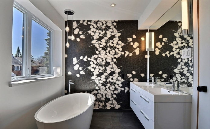 дизайн акцентной стены в интерьере ванной