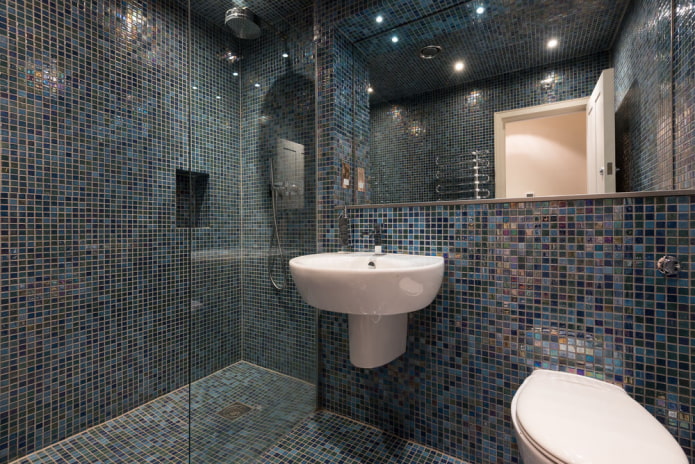 плитка синего цвета в интерьере ванной