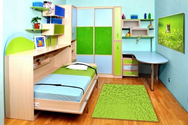 Оформление детской комнаты кровать-тумбочка
