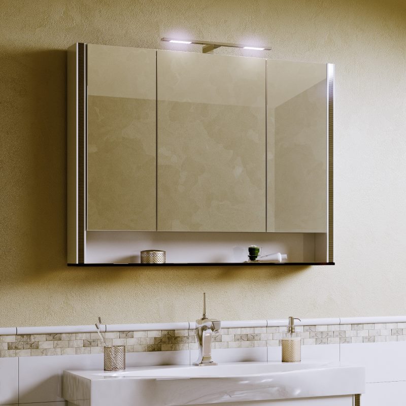 Фото подвесного шкафа с зеркалом для ванной комнаты