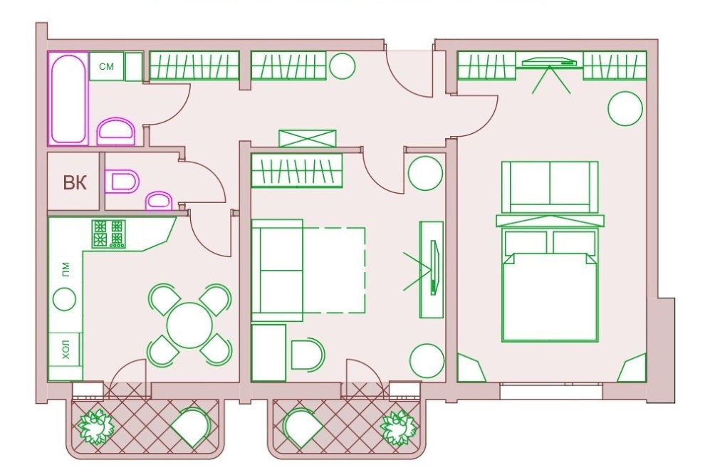 План расстановки мебели в квартире с балконами