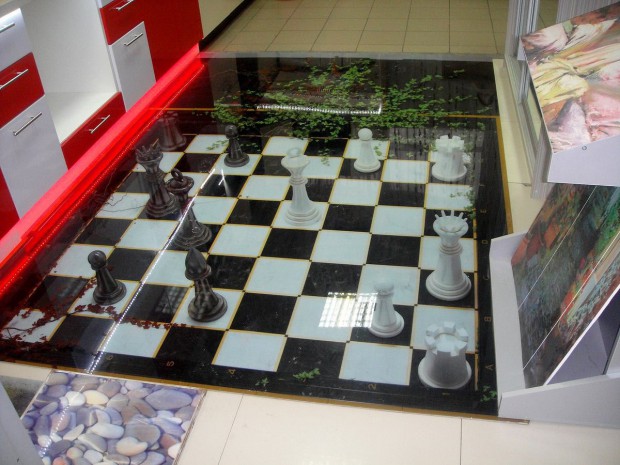 Наливной пол с шахматной доской
