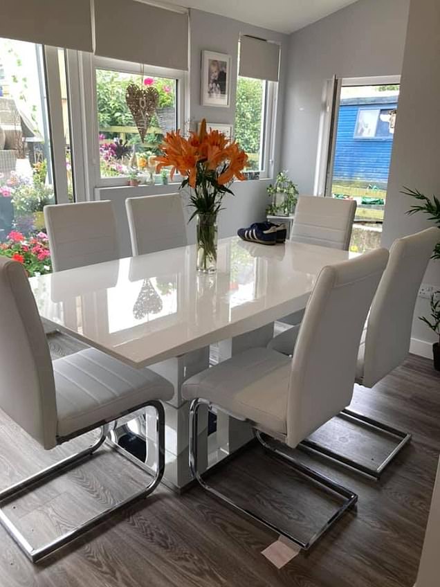 The family had builders change the roof and installed new flooring to create a stylish dining area