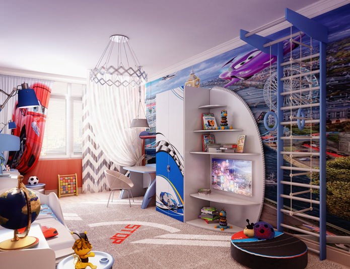 Шведская стенка в интерьере детской комнаты. Фото 3
