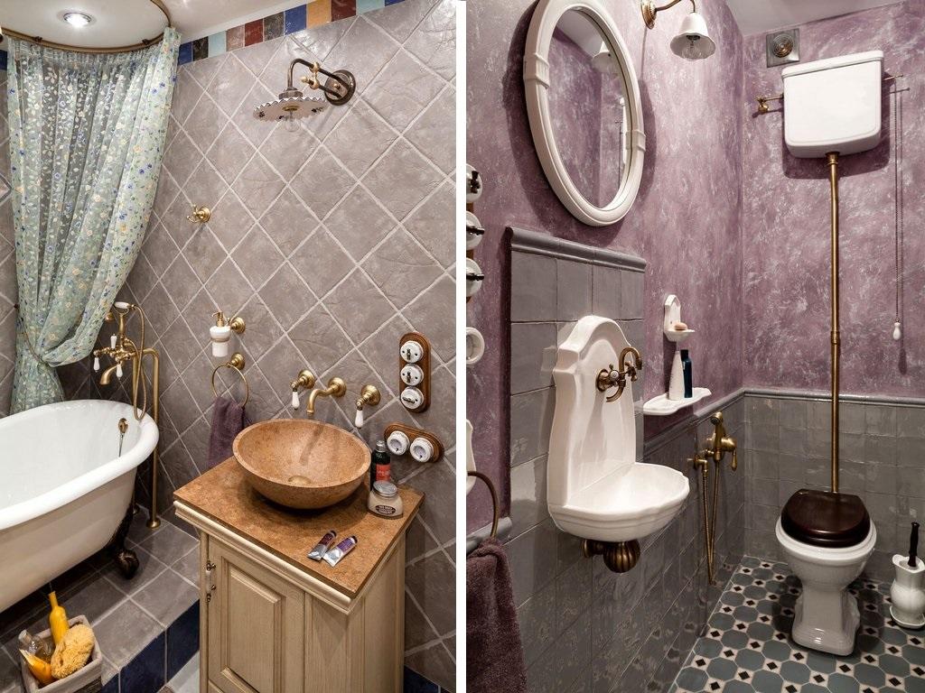 Стены в ванной комнате в стиле прованс зачастую облицованы плиткой