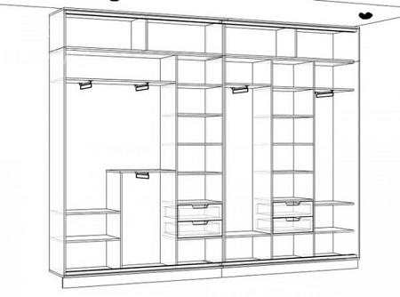 Благодаря схеме можно спроектировать именно тот шкаф-купе, который идеально подойдет по форме и размерам для вашей прихожей 