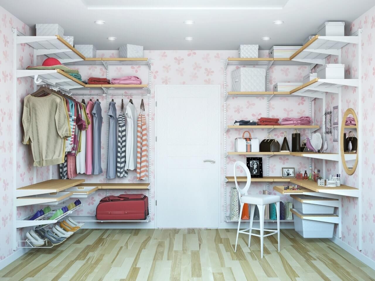 Деревянная сетчатая гардеробная комната