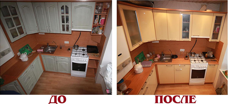 Проведенная реставрация кухонного гарнитура