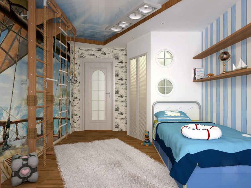 Проект детской комнаты со шведской стенкой