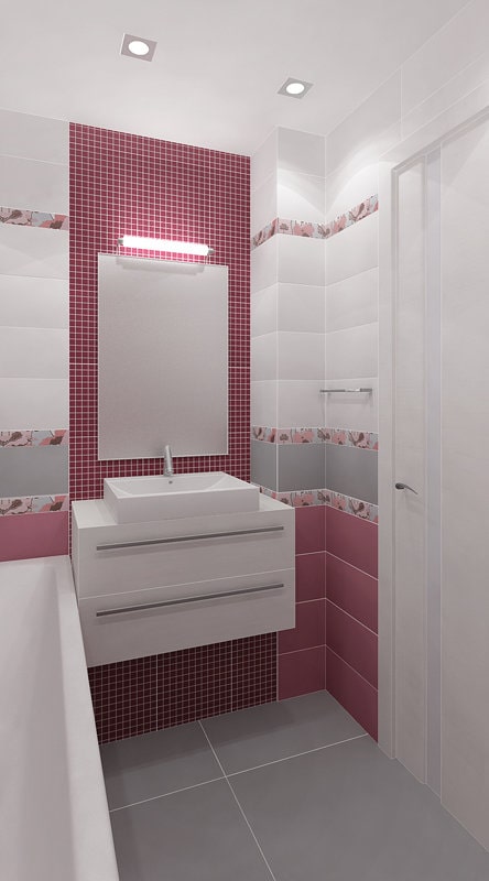 Ванная комната с розовой мозаикой