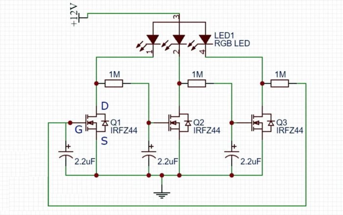 Самый простой контроллер для переключения RGB LEDленты на трех транзисторах