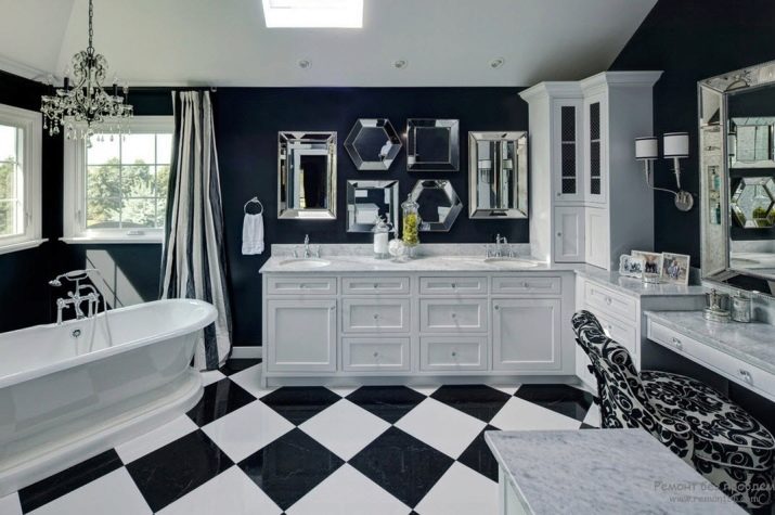 Как правильно оформить черно-белую ванную комнату?