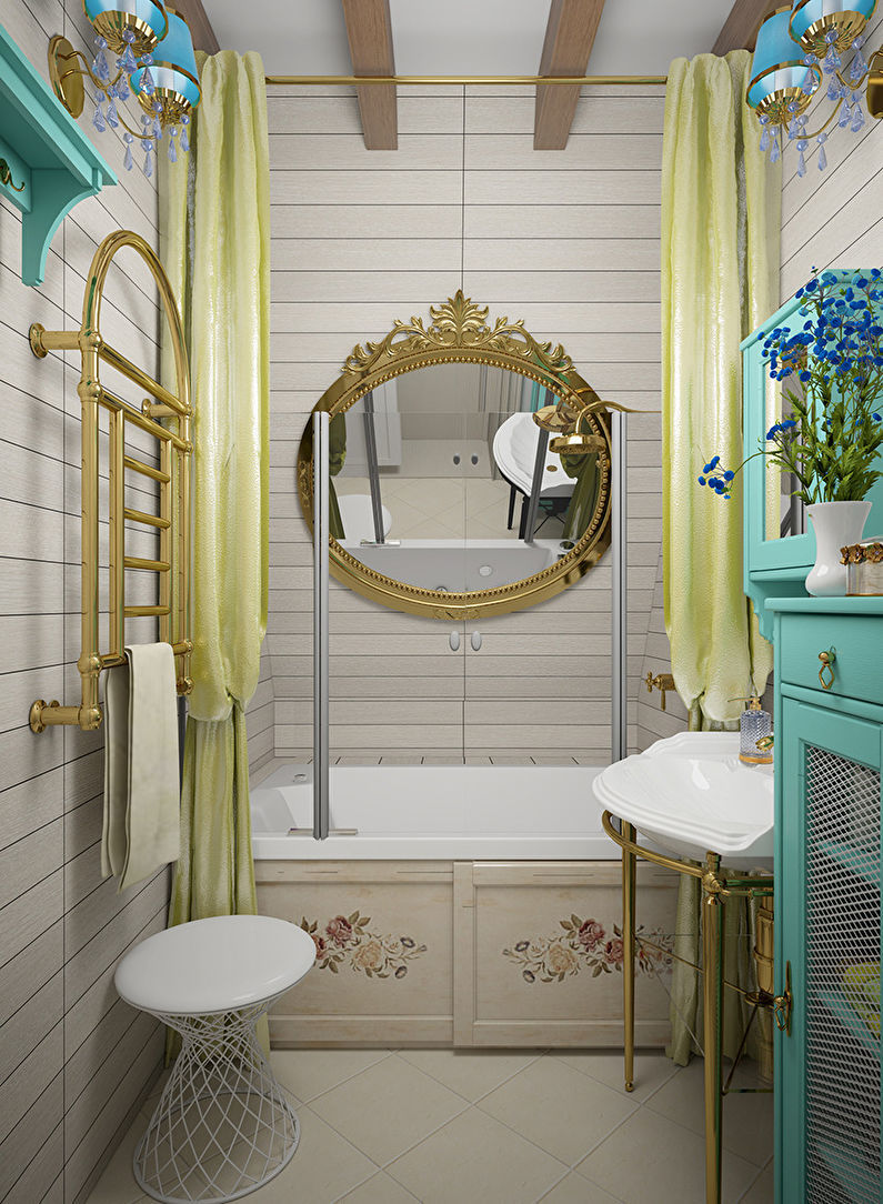 Дизайн ванной комнаты 2 кв.м. в стиле прованс