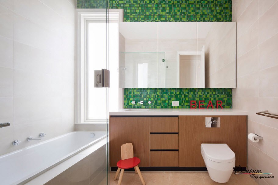 Зеленый цвет в интерьере ванной комнаты необыкновенно хорош, т.к. ассоциируется с природой